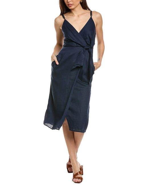 blue dress reiss Térébenthine Blue Glossy Gathered Maxi Dress main image 0