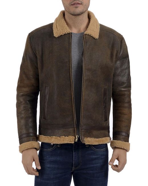 Frye Black Shearling Heavy Leather Jacket for men