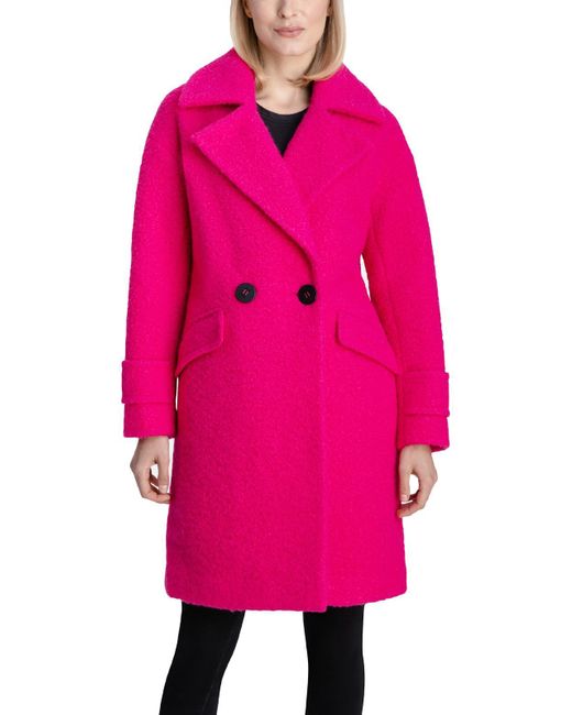 BCBGeneration Pink Boucle Double-breasted Walker Coat