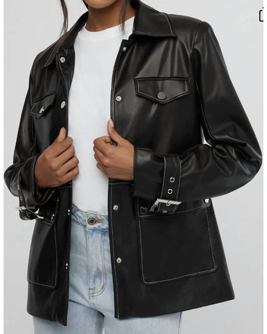 WeWoreWhat Black Vegan Leather Western Jacket
