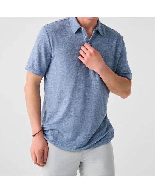 Faherty Brand Blue Short-sleeve Linen Laguna Polo for men