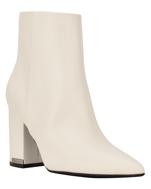 Calvin Klein White Minna 2 Faux Leather Pull On Ankle Boots