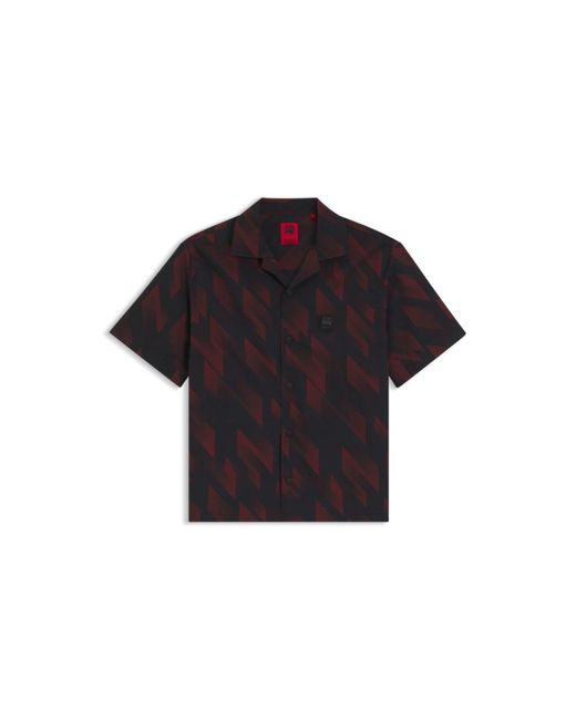 HUGO Black X Rb Oversize-Fit Shirt With Printed Pattern for men