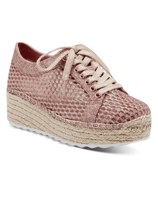 INC Pink Asina Glitter Manmade Casual And Fashion Sneakers