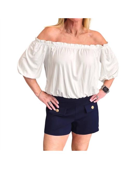 Veronica M White Daisy Off The Shoulder Top