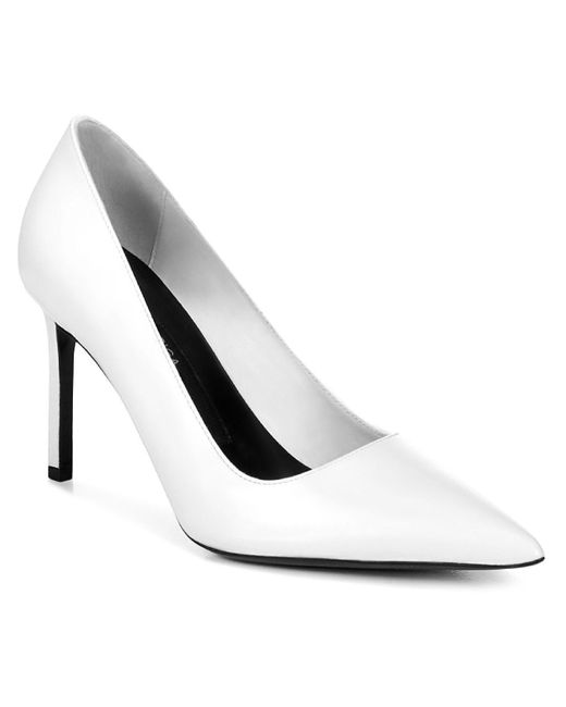 Via Spiga Nikole Patent Leather Pointed Toe Pumps in White | Lyst