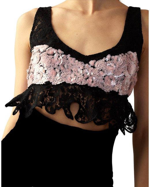 Cynthia Rowley Black The Cosmo Sequin Knit Top