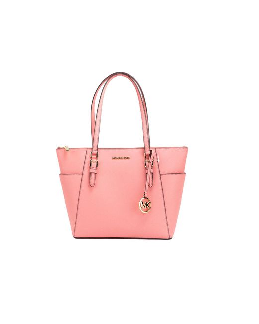 Michael Kors Pink Charlotte Tea Rose Signature Pvc Tz Shoulder Tote Handbag Purse