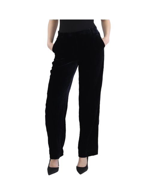 Lafayette 148 New York Black Gates Velvet Low Rise Straight Leg Pants