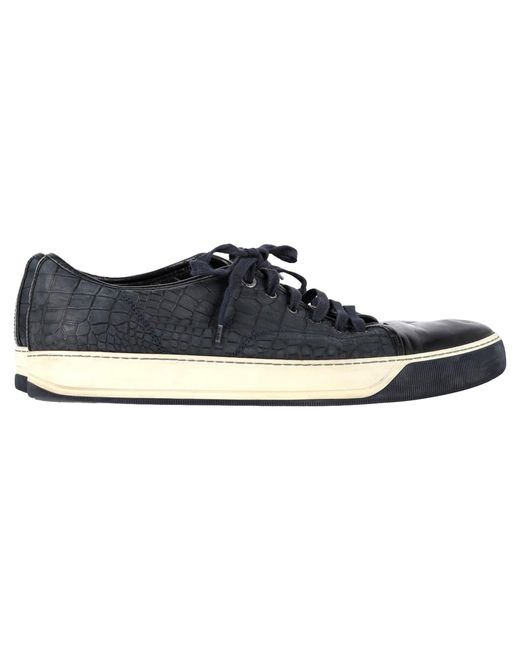 Lanvin Blue Dbb1 Croc-Embossed Sneakers for men