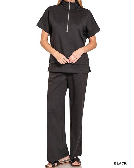 Zenana Black Structured Stretch Pullover Top