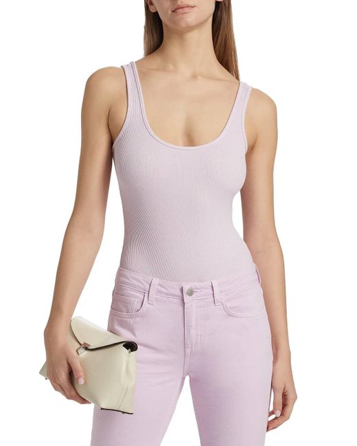 L'Agence Purple Nica Scoop Neck Bodysuit