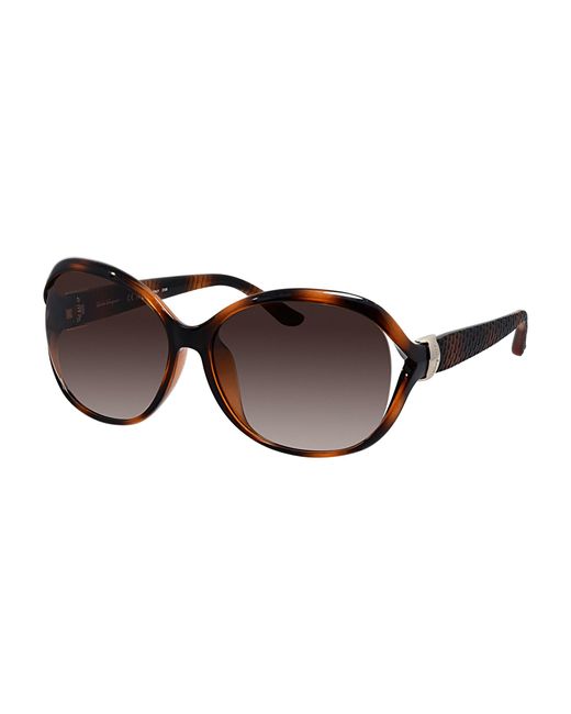 Ferragamo Brown Sf 770sa 6115214 61mm Round Sunglasses