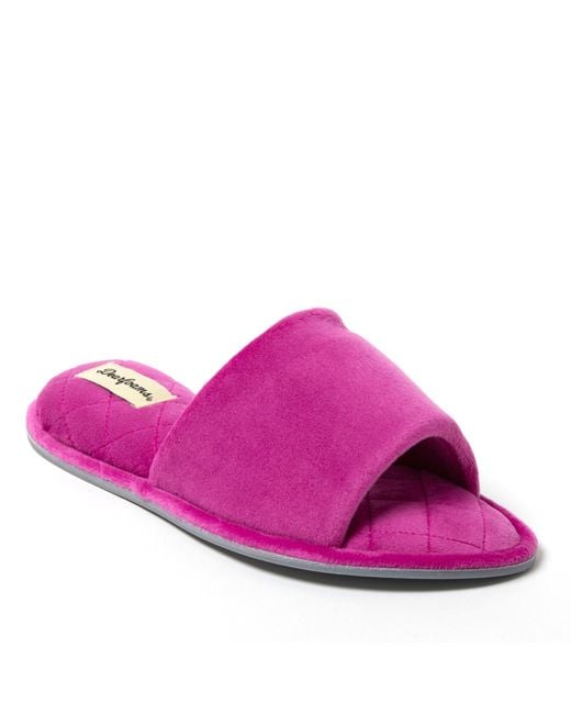 Dearfoams Pink Beatrice Microfiber Velour Shower Slide House Slipper