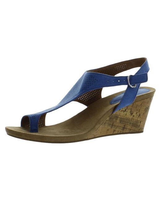 Style & Co. Blue Maddyson Cork Dressy Wedge Sandals