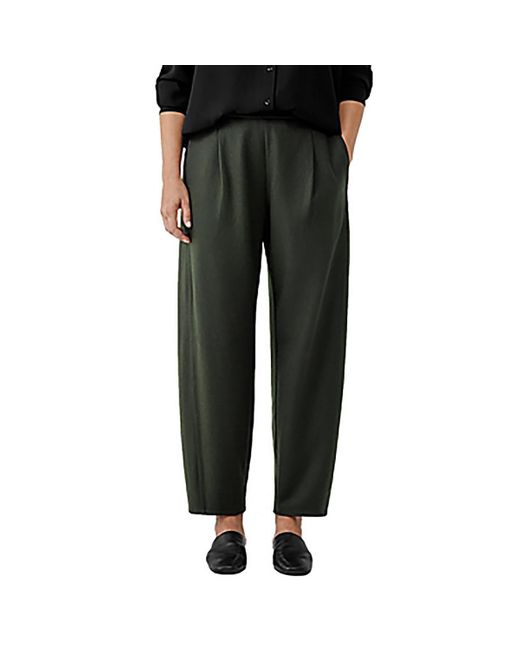 Eileen Fisher Black Plus Wool Pintuck Ankle Pants