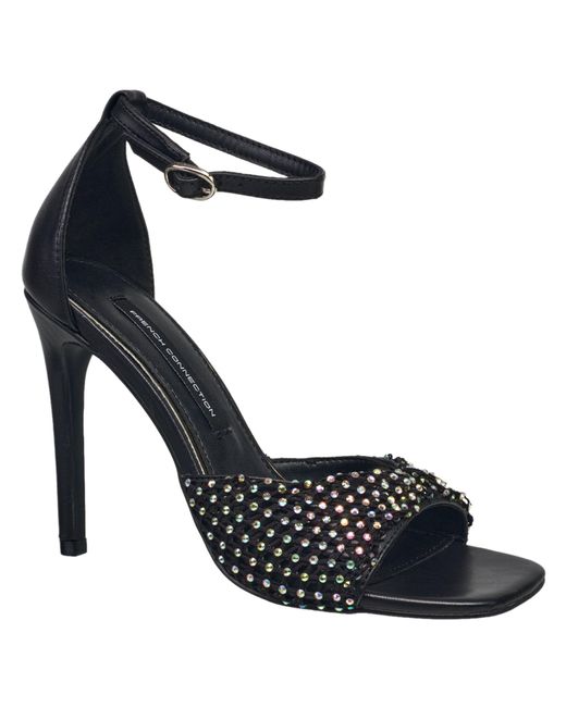 French Connection Black Laura Faux Leather Square Toe Sandal