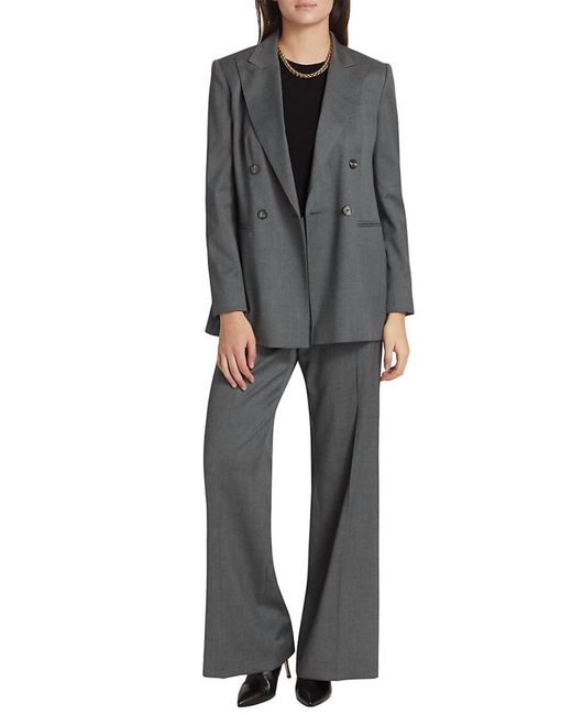 Max Mara Gray Abissi Double Breasted Jacket And Cesena Pant Suit