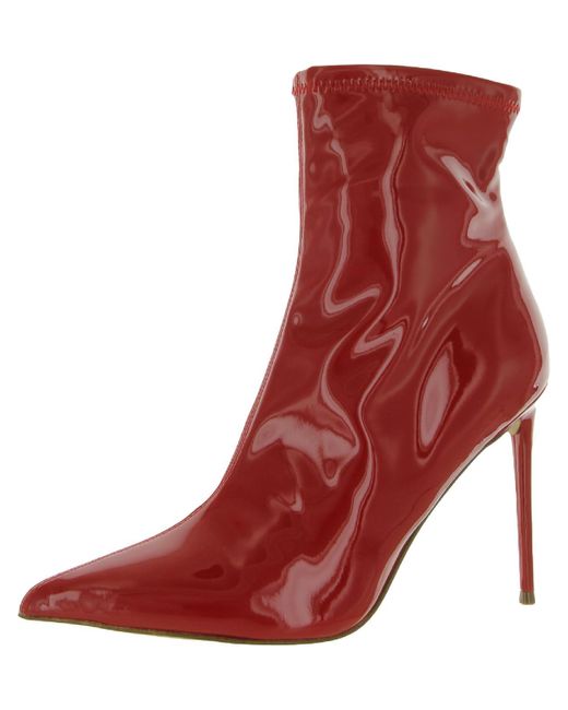 Steve Madden Red Posse Faux Leather Pointed Toe Ankle Boots