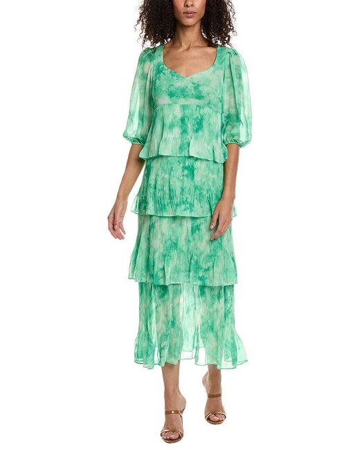 Taylor Green Printed Chiffon Maxi Dress