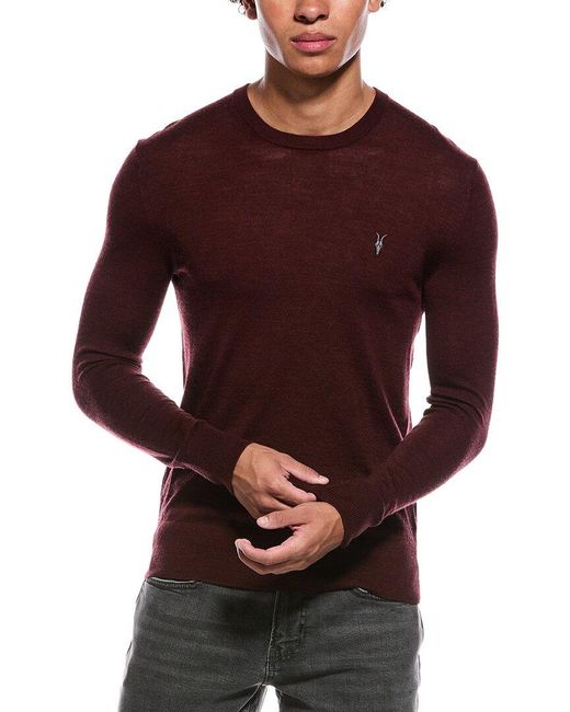 AllSaints Red Mode Wool Crewneck Sweater for men