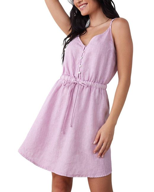 Bella Dahl Purple Button Front Cami Linen Mini Dress