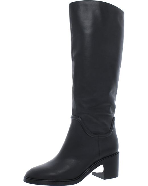 Vince Black Leather Pull On Knee-high Boots