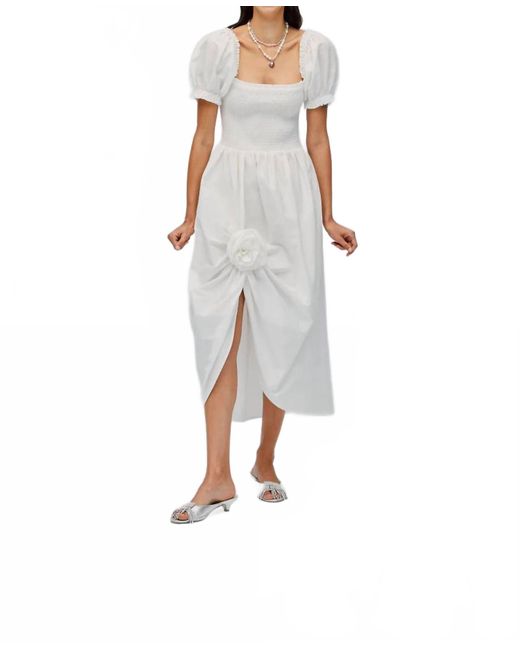 Sleeper White Belle Cotton Dress With Rose