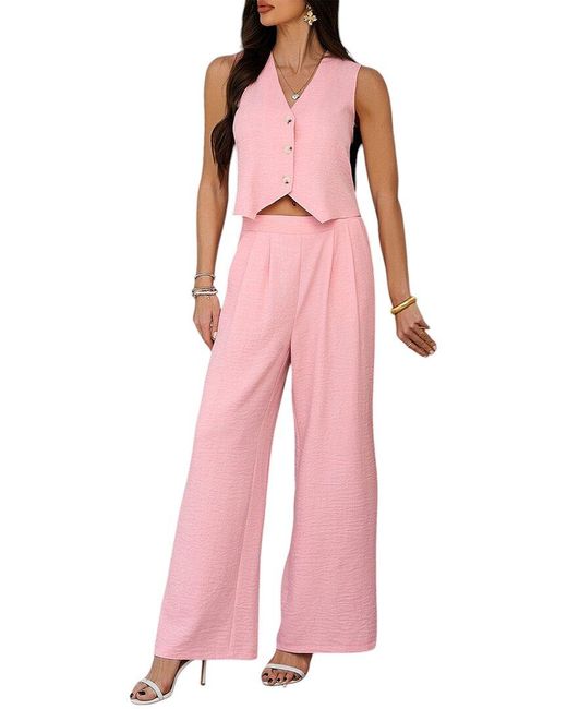 Luna Tuccini Pink 2Pc Vest & Pant Set