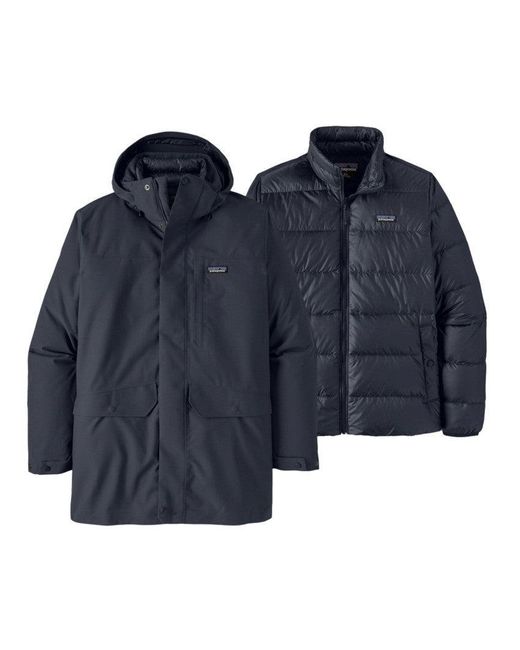 Patagonia Blue Three-In-One Parka With Recycled Fabric for men