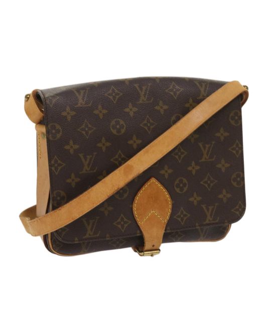 Louis Vuitton Brown Cartouchiere Canvas Shoulder Bag (pre-owned)