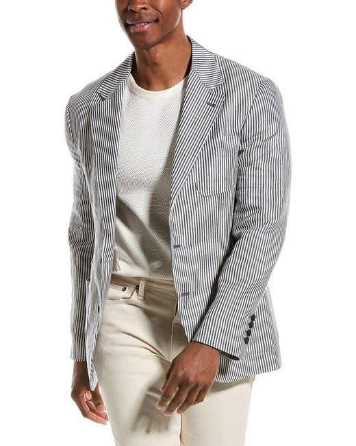 Brunello Cucinelli Gray Linen & Wool-blend Blazer for men