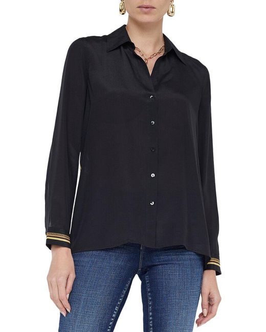 L'Agence Blue Gio Silk Blouse