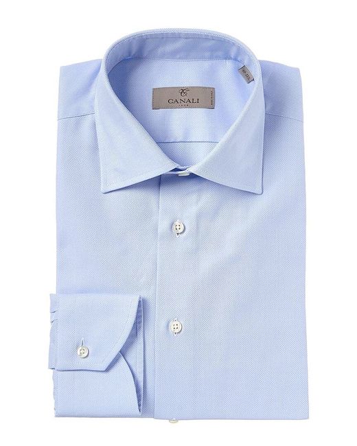 Canali Blue Modern Fit Dress Shirt for men