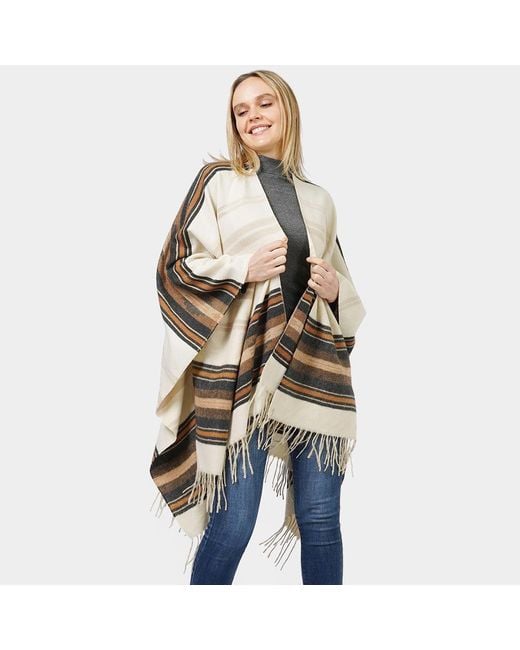 TRUEDAMES Natural Aztec Patterned Cape Poncho