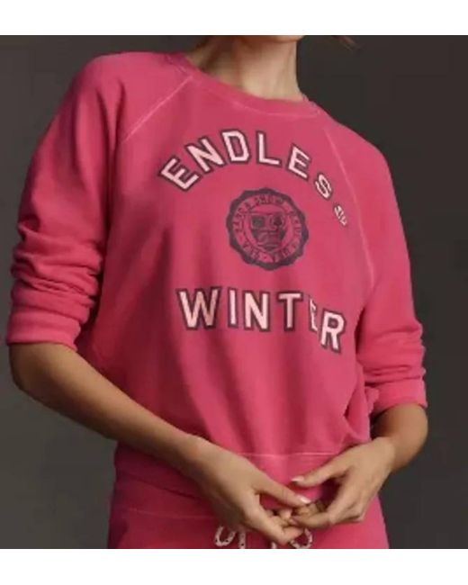 Sundry Pink Endless Winter Pullover Sweatshirt