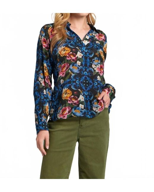 Apny Blue Pollination Half Placket Blouse