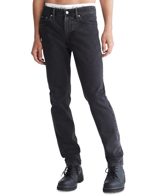 Calvin Klein Blue Slim Fit Mid Rise Slim Jeans for men