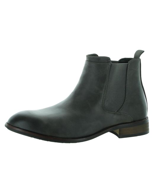 Vance Co. Black Landon Faux Leather Slip On Chelsea Boots for men