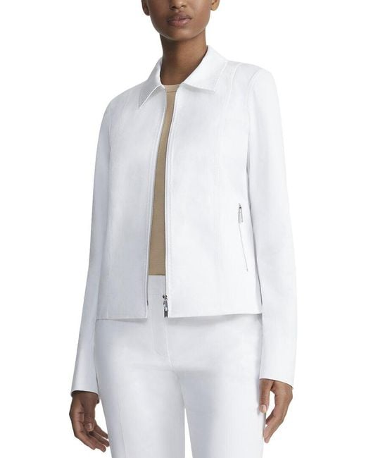 Lafayette 148 New York White Plus Collared Zip Pocket Jacket