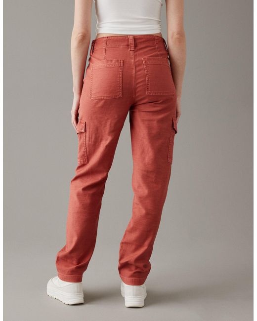 American Eagle Outfitters Red Ae Stretch Cargo Straight Pant
