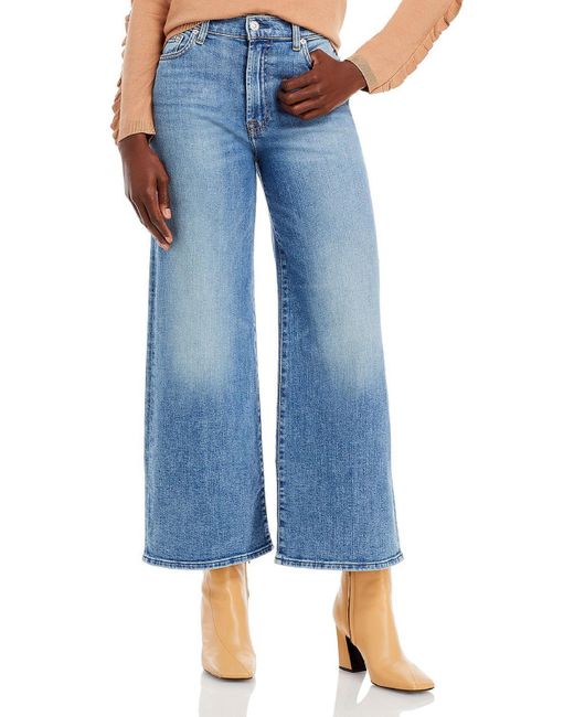 7 For All Mankind Crop High Rise Flare Jeans In Blue Lyst