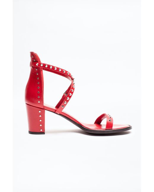 Zadig & Voltaire Red May Spikes Sandals