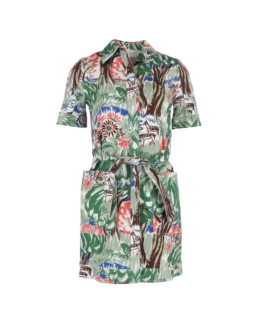 Victoria Green Beckham Printed Button Front Mini Dress