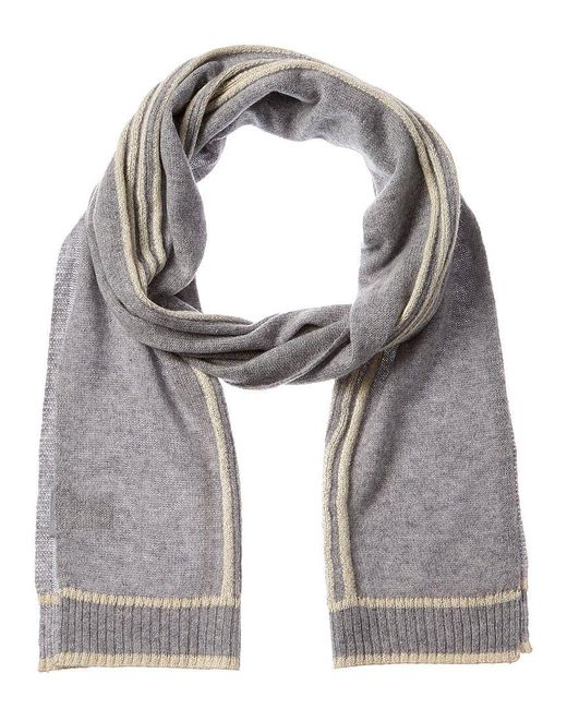 Hannah Rose Lurex Stripe Cashmere & Wool-blend Scarf in Gray | Lyst