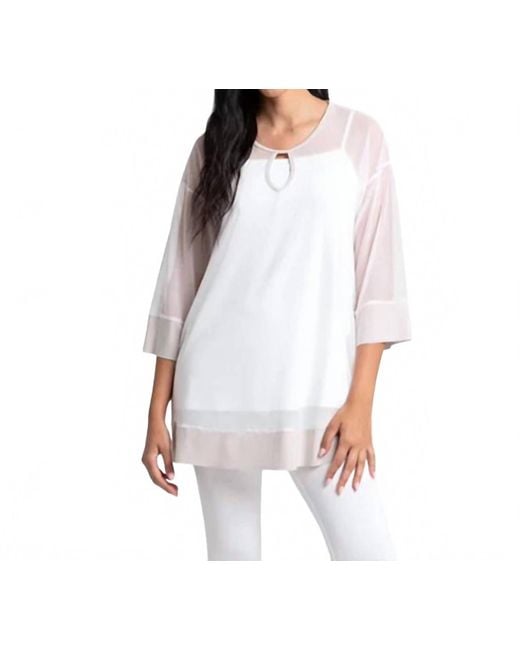 Sympli White Mesh Keyhole Tunic