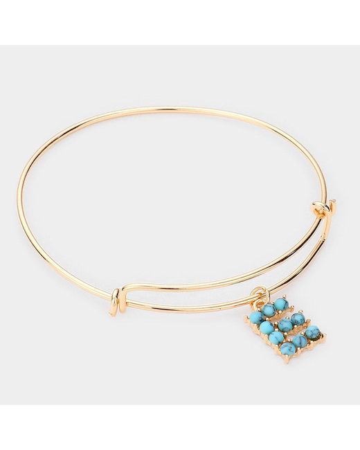 Fashnzfab Metallic E- Embellished Initial Monogram Charm Bracelet