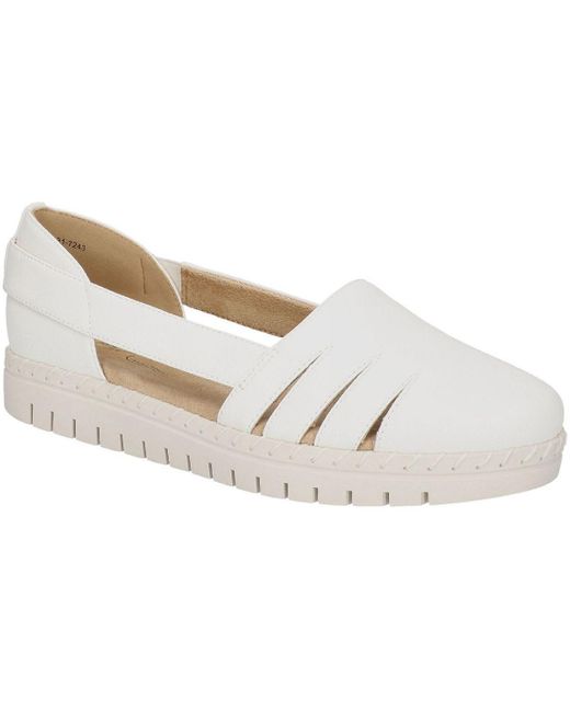 Easy Street White Bugsy Faux Leather Slip On Flatform Sandals