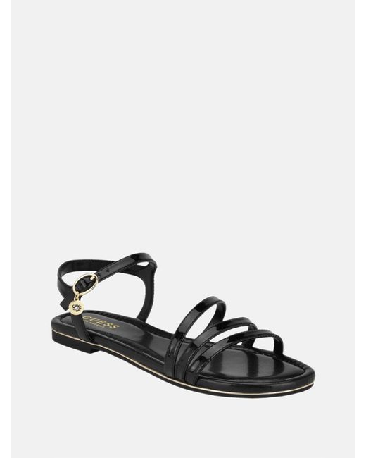 Guess Factory Black Lyndy Patent Faux-leather Sandals