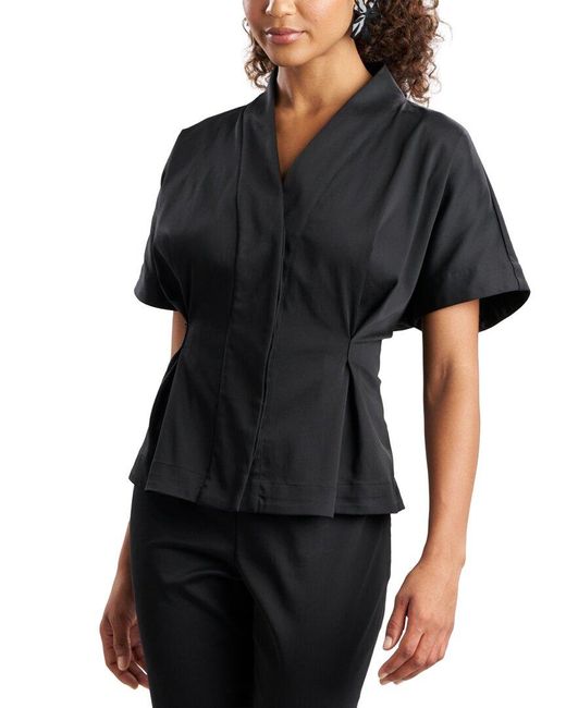 Natori Black Chino Pleated Jacket